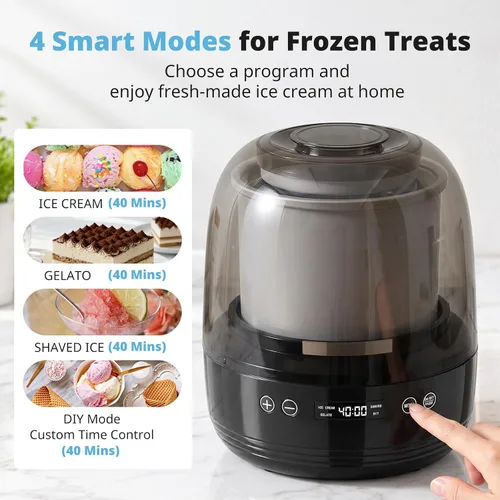 Vista 2 de AIRMSEN Máquina de helados, máquina de helado de 2.1 cuartos de galón con Negro