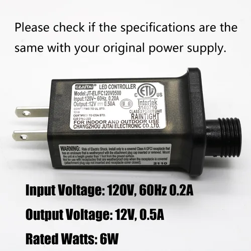 Vista 2 de Transformador LED de 8 modos de luz LED de 12 V, fuente de alimentación de clase 2, transformador de bajo voltaje, adaptador de enchufe de EE. UU.