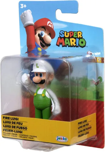 Vista 9 de Super Mario Figura de acción de 2.5 pulgadas, juguete coleccionable Luigi de pie de fuego