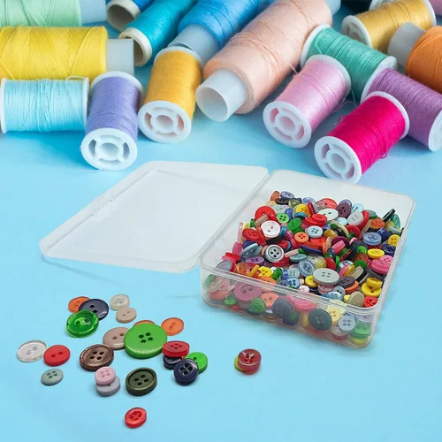 Vista 6 de Goiio 6 piezas mini contenedores de almacenamiento de plástico con tapa, caja rectangular transparente de 5 x 4 x 1.3 pulgadas para recolectar