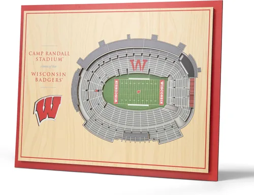 Vista 53 de YouTheFan - Póster para pared de la NCAA, vista de estadio en 3D de 5 niveles, Marrón