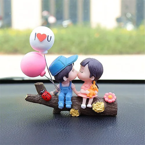 Vista 13 de Lindos adornos para pareja, lindo adorno para el interior del automóvil para parejas, decoración del automóvil, acción de caricaturas para parejas