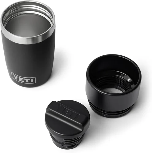 Vista 3 de YETI Rambler - Botella de viaje de 8 onzas, acero inoxidable, aislada al vacío con tapa a prueba de fugas, color negro