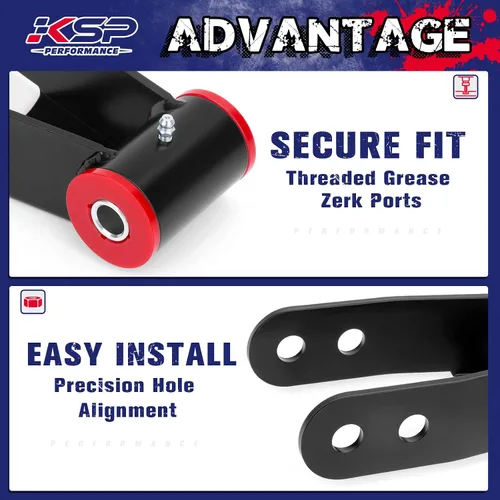 Vista 5 de KSP Grilletes de Caída para Silverado 1500 1999-2019, Kits de Grilletes de Bajada Trasera de 2" Compatibles con Chevy Silverado GMC Sierra 1500