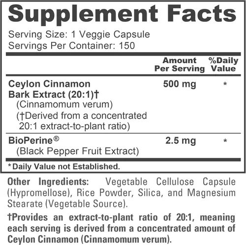 Vista 4 de NusaPure Canela de Ceilán, 500 mg, 150 cápsulas vegetales (sin OMG, veganas)