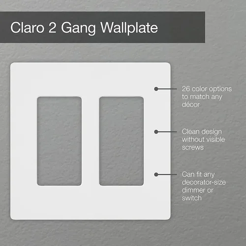 Vista 2 de Lutron Claro - Placa de cubierta para interruptor de luz, placa de pared de 2 posiciones, para interruptores de luz decorativos, cubierta