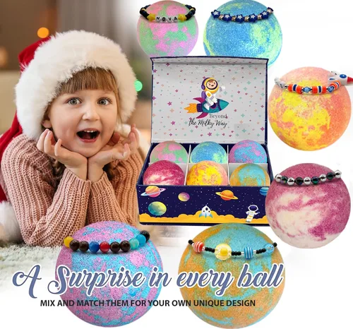 Vista 8 de Bombas de baño para niños con sorpresa en el interior, bombas de baño con joyería sorpresa y caja de joyería, orgánica, hidratante para la piel