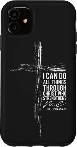 Vista 8 de iPhone 12 mini versículo religioso cruz teléfono casos hombres papá Filipenses 4:13 caso
