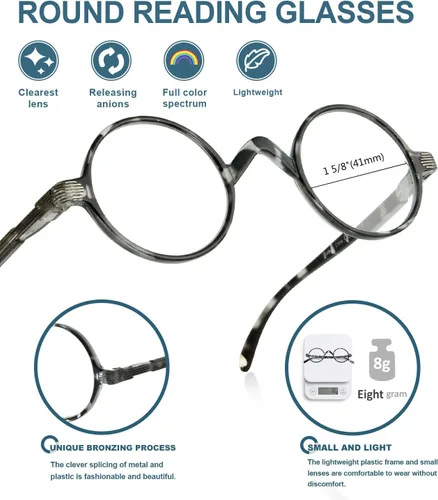 Vista 4 de BLUELESS Gafas redondas vintage Professor Readers (tortuga negra-blanca)