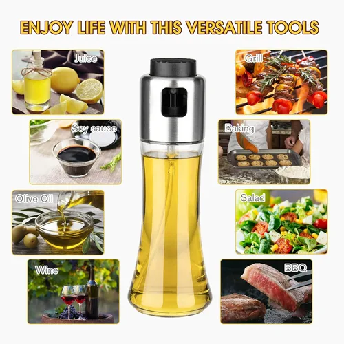 Vista 3 de mafiti Paquete de 2 botellas dispensadoras de aceite de oliva de 6.1 fl oz/6 onzas, pulverizador dispensador de aceite de oliva para cocinar