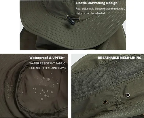 Vista 34 de Gorra de pesca Ddyoutdoor™ 07–281. Moda, verano, protección solar al aire libre, con cuello y visera de ala ancha
