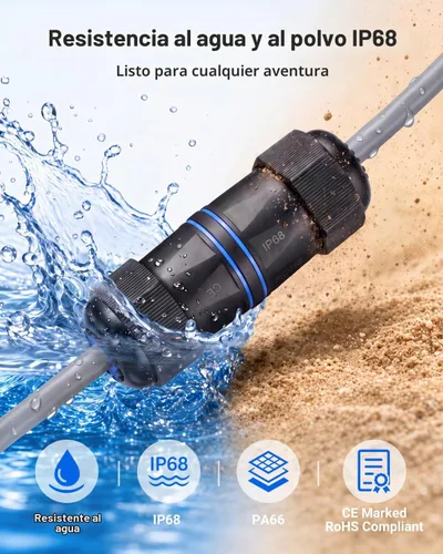 Vista 2 de VCELINK Acoplador RJ45 Impermeable IP68 Perfil Corto, Conector Ethernet Impermeable Blindado Cat6/Cat5E/Cat5, Extensor de Cable de Red LAN