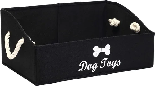 Vista 14 de Geyecete - Cajas grandes plegables de tela para almacenamiento de juguetes de perro, organizadores trapezoidales con asa de cuerda trenzada, cestas