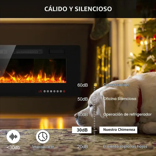 Vista 5 de Chimenea eléctrica ultrafina de 50 pulgadas, montada en la pared e independiente, inserto de chimenea LED, chimenea de pared para sala