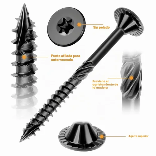 Vista 2 de VIGRUE Tornillos para cubierta, tornillos para madera - Tornillos Star Drive para cubiertas de madera para madera, tronco, paisajismo, resistentes a