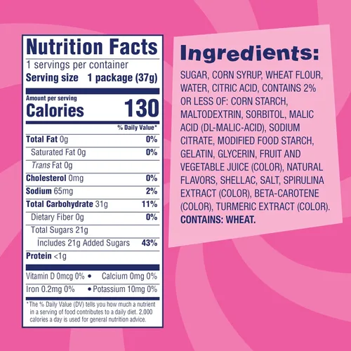 Vista 7 de SweeTARTS Mega Filled Ropes Candy, Twisted Rainbow Punch, Dulce y Ácido, 1.32 oz (Paquete de 24)