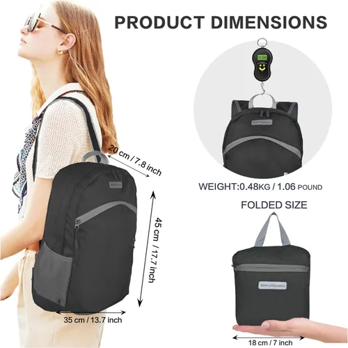 Vista 2 de Mochila impermeable plegable 35L para viajes de deportes al aire libre dentro del compartimento de ropa mojada plegable para múltiples