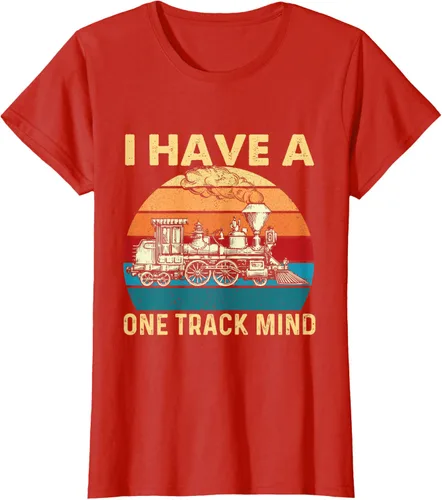 Vista 64 de Camiseta con texto en inglés "I Have A One Track Mind - Trainspotter Model Train Railroad, Negro, S