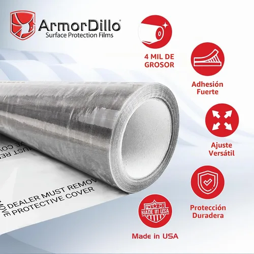 Vista 5 de ArmorDillo Tapetes para piso que el distribuidor debe quitar – 45,7 cm x 61 m de película de plástico transparente Rollo adhesivo para protección