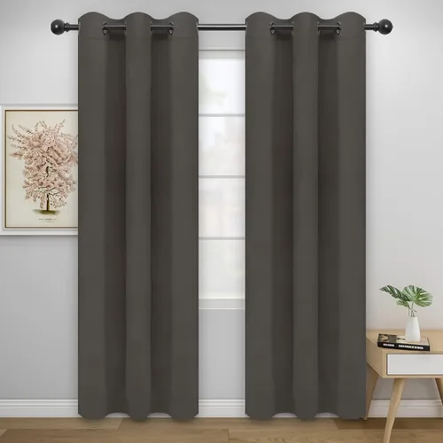Vista 150 de Easy-Going - Cortinas opacas para dormitorio, aislamiento térmico sólido con ojales, cortinas de ventana para reducción de ruido, cortinas