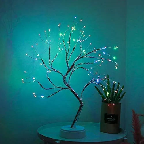 Vista 6 de FUCHSUN - Lámpara de árbol de bonsái de mesa con 108 luces LED de hadas, árbol artificial para centros de mesa de fiesta en el hogar, funciona