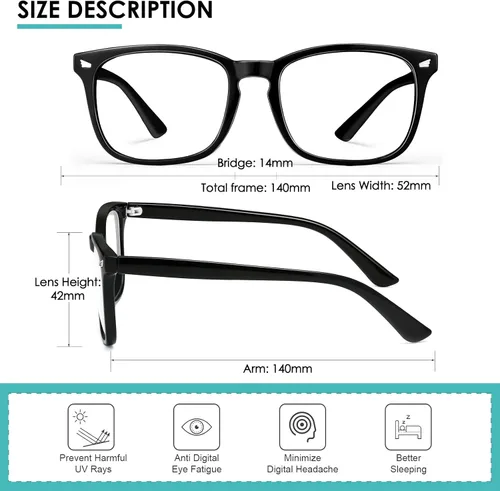 Vista 2 de Lentes de bloqueo de luz azul para mujeres y hombres, lentes transparentes transparentes para videojuegos, lectura, computadora, TV, TV