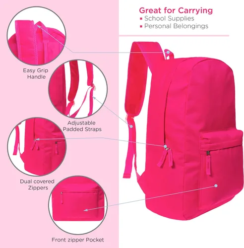Vista 4 de Moda West 17 Inch Bulk Backpacks with School Supply Kit - Case of 12 Wholesale Backpacks Assorted