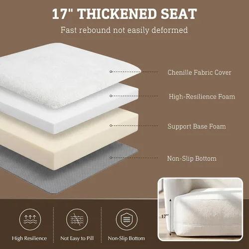 Vista 9 de Sofá modular de 3 plazas sin hueso de 112 pulgadas Blanco