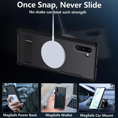 Vista 4 de TIANNIUKE Funda magnética para Samsung Galaxy Note 10, Compatible con MagSafe, Soporte ajustable, Translúcido mate antihuellas, Funda protectora a