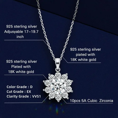 Vista 7 de Joyería para esposa, collar de diamantes para mujer, 1CT-3CT boda, aniversario, cumpleaños, regalos para esposa, novia, joyería de mujer, joyería