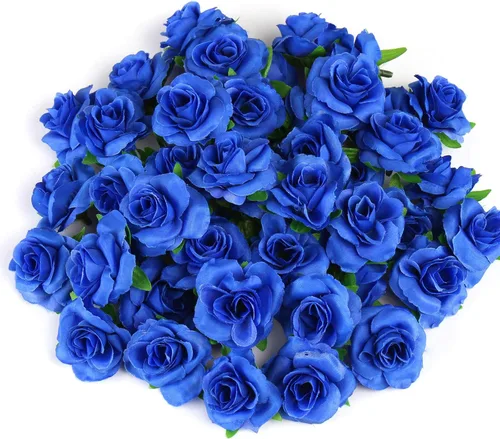 Vista 15 de Kesote 50 rosas artificiales, rosas artificiales de seda pequeñas de 1.6 Negro