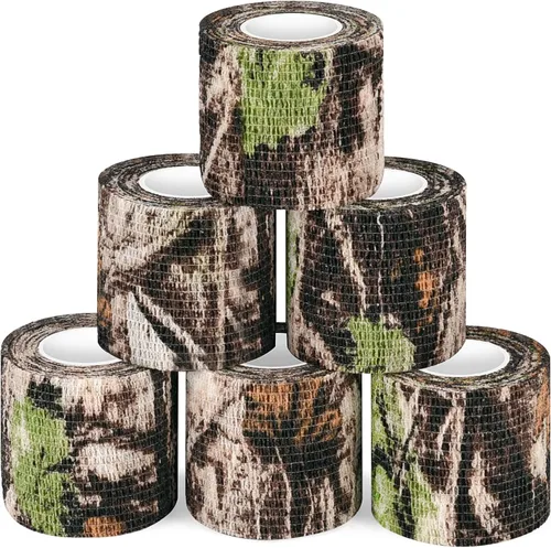 Vista 15 de Cinta envolvente autoadhesiva de camuflaje para protección de 5 cm x 4,5 m. Cinta de camuflaje discreta de tela no tejida. Vendaje elástico para ACU