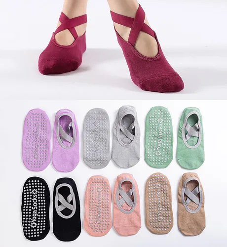 Vista 3 de Tergy 10 pares de calcetines de yoga con agarre para mujer, calcetines antideslizantes antideslizantes para pilates, barras, danza, yoga, Varios