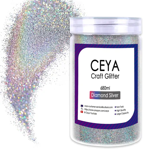 Vista 33 de Ceya - Polvo de purpurina holográfica ultra fina, 1.1 LB/17.63 OZ, color negro láser, 1/128' 0.008' 0.2mm, en masa para manualidades, resina, vasos