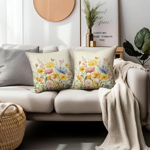 Vista 97 de Juego de 2 fundas de almohada de 16 x 16 pulgadas, diseño patriótico de bandera estadounidense con estrellas para exteriores, estilo casa de campo
