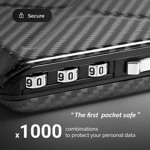 Vista 3 de ÖGON -DESIGNS- The First Pocket Size Vault - Cartera de código de aluminio para tarjetas y billetes, con cerradura con un código de 3 dígitos