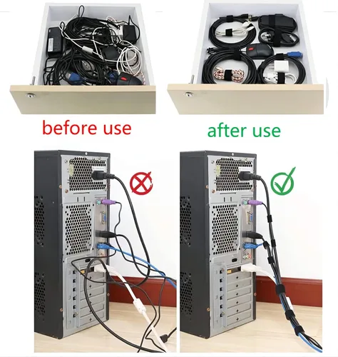 Vista 5 de BSELEYY - Amarres de Cable Reutilizables de 27 Yardas x 1 Pulgada - Correas de Cable Ajustables Cinta de Gestión de Cables Correas de Organización