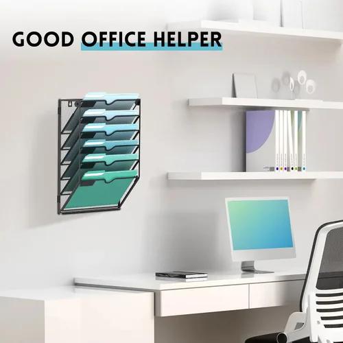 Vista 5 de SUPEASY Organizador de archivos de pared de 6 niveles, archivos de pared colgantes para papeles, carpetas, revistas, organizador de pared