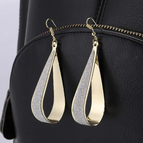 Vista 3 de SOSUO Pendientes colgantes de plata con cristal y gota de agua, diseño de mujer (dorado)
