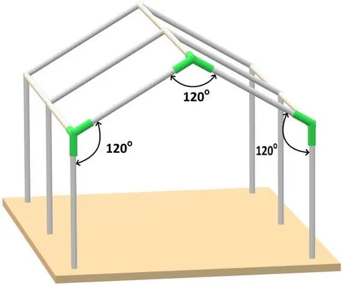 Vista 4 de Conectores de toldo de 1-3/8" de pico alto para estacionamiento de autos, juego de conectores para refugio, cubierta de terraza, estructura