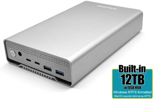 Vista 2 de Avolusion PRO-G1 - Disco duro externo USB 3.2 Gen 2 (10Gbps) USB-C de 12 TB con HUB USB 3.0 para Windows o MacOS PC de sobremesa o portátil