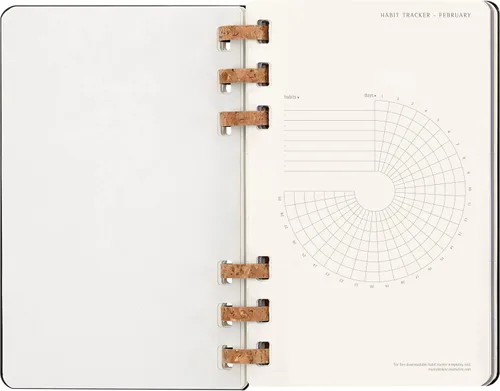 Vista 9 de Moleskine Agenda solar con espiral para año 2024 de 12 meses, tapa dura, grande (5 x 8.25 pulgadas), color negro