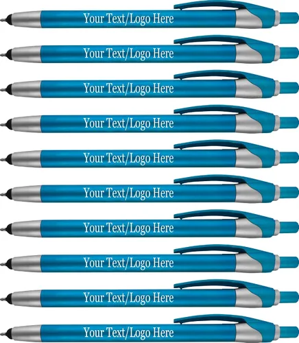 Vista 18 de Paquete de 300 bolígrafos personalizados con logotipo o texto, para marketing, fiestas y eventos, lápiz capacitivo 2 en 1 y bolígrafo compatible