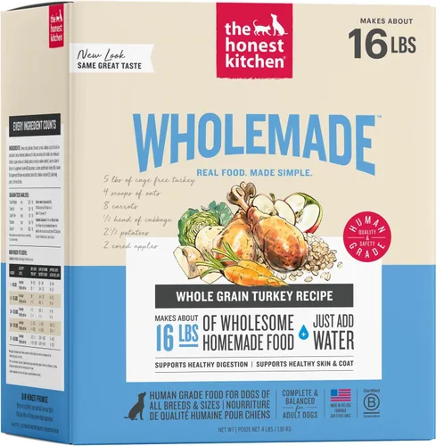 Vista 16 de The Honest Kitchen Human Grade Wholemade™ Alimento deshidratado para perros de carne de res y avena integrales, 1.5 onzas x10