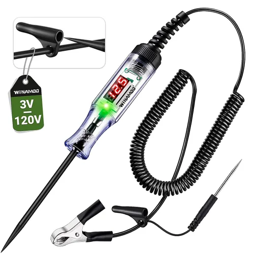 Vista 8 de WINAMOO Luz de prueba automotriz con pantalla digital LED de voltaje 3-48V, probador de circuito automático con voltímetro e indicador de polaridad