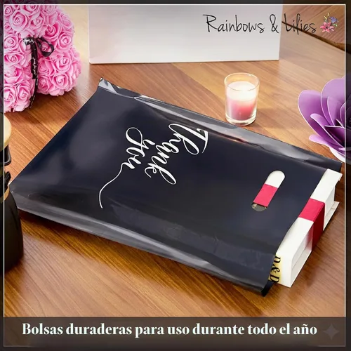 Vista 9 de Rainbows & Lilies - Bolsas de plástico con asas, color negro, 100 unidades, 12 x 15 pulgadas