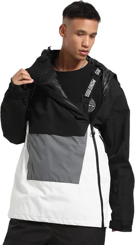 Vista 5 de GSOU SNOW Chaqueta de snowboard para hombre y mujer, chaqueta de esquí para hombre, snowboard, esquí, esquí, hombre, impermeable, cálida