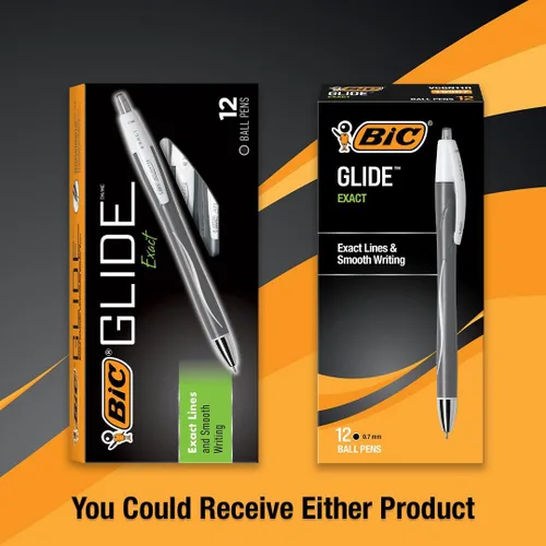 Vista 3 de BIC Glide Exact - Bolígrafos retráctiles de punta negra, punta fina (0.7mm), paquete de 12 unidades, bolígrafos negros de escritura ultra suave