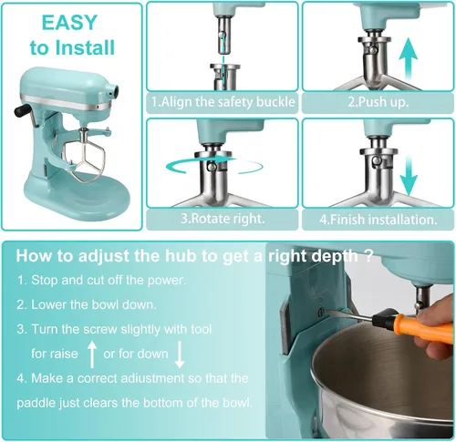 Vista 6 de Batidor plano compatible con KitchenAid de 5 a 6 cuartos de galón, batidora de acero inoxidable pulido airkitrep para batidoras de pie de cocina