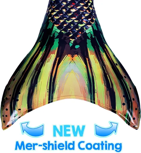 Vista 3 de Cola de sirena y monoaleta para nadar con protección de punta MER-Shield, tamaños infantiles